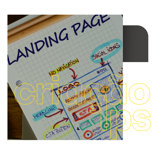 Um pedaço de papel que diz landing page. Criação de landing pages