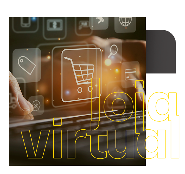 Uma pessoa está usando um laptop com um carrinho de compras na tela. Criação de loja virtual (e-commerce)