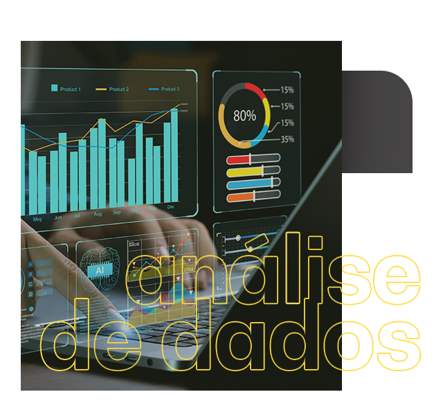 Uma pessoa está digitando em um laptop com um gráfico na tela. Análise de dados e métricas