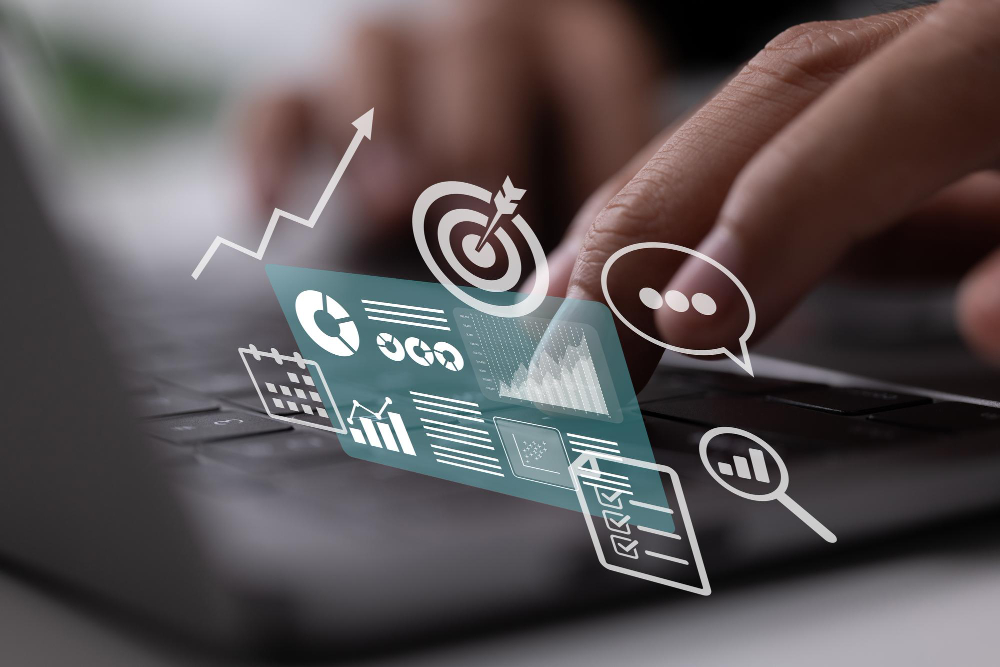 Imagem de métricas de marketing em análise no computador