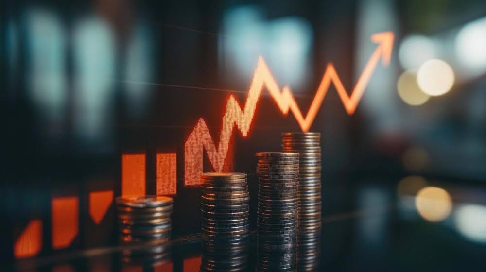Gráfico financeiro e moedas
