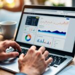 Imagem de profissional do marketing com painel crm aberto no computador